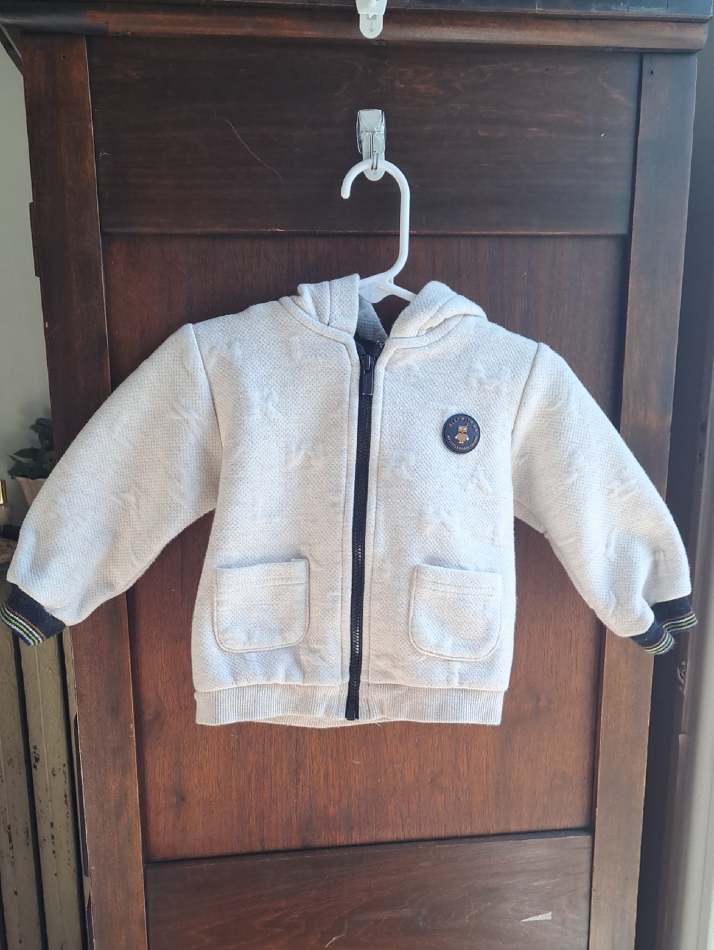Mayoral Boys 12 Months Cream Hooded Zip Jacket